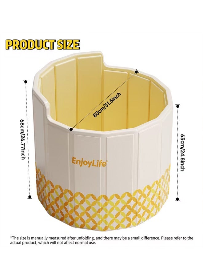 بيوينتي كرسي استحمام دائري قابل للطي محمول مع مسند ظهر، حوض استحمام للبالغين عازل سميك قابل للطي، حوض استحمام متعدد الاستخدامات للمنزل مع حوض استحمام قابل للطي مزود بطبقة عازلة ماء، أحواض الاستحمام المنزلية، حوض استحمام عائلي منفصل للكبار والصغار في الحمام - Image 5